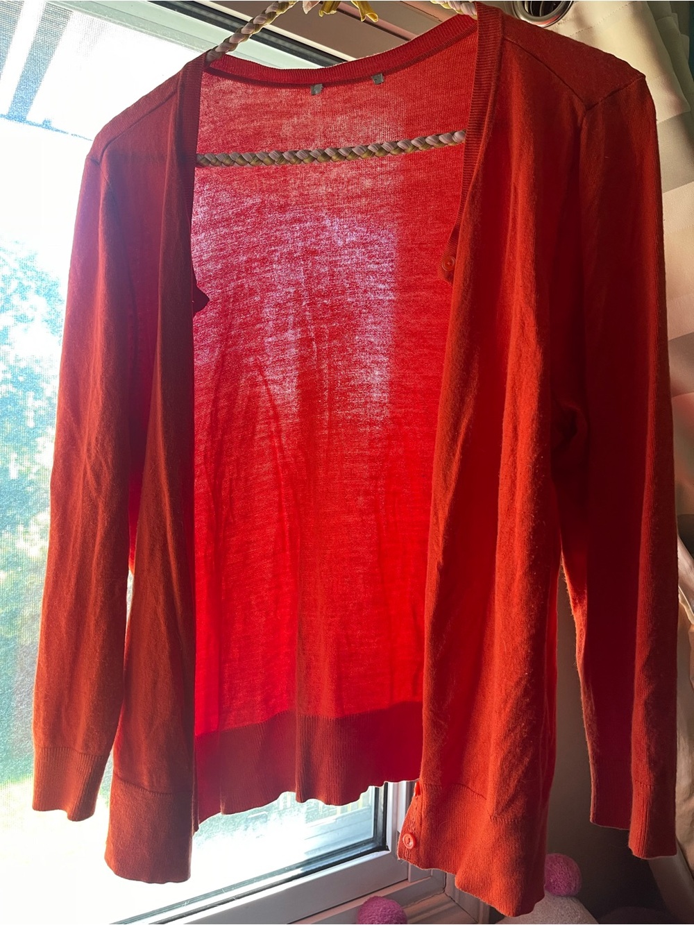 Orange Lightweight Button-Front Cardigan - Picture 2 of 8